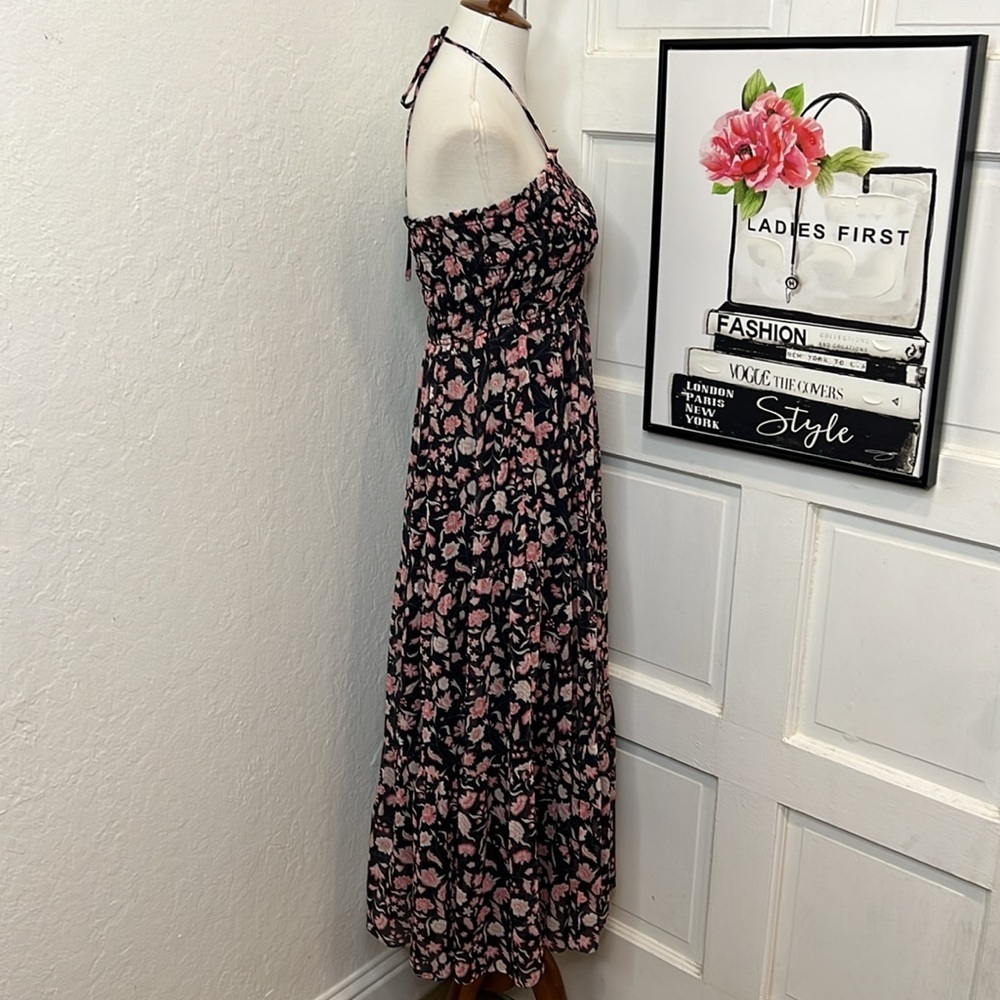 Aritzia Little Moon Sanibel Black Floral Maxi Dress Size S - Picture 4 of 10